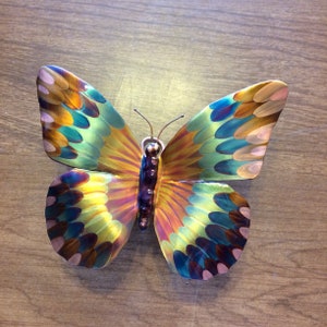 Flame painted copper butterfly for Wall or table top, Round Tail Style, in  4&quot; or  6&quot; sizes.  Handmade in the USA.