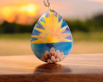 Copper Flame Painted Ocean Sunset Necklace