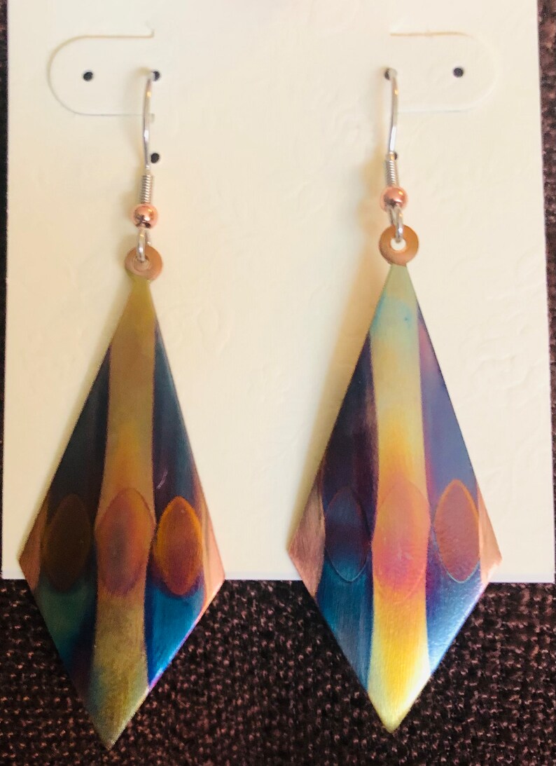 Flame Colored Kite Drop Earrings image 2