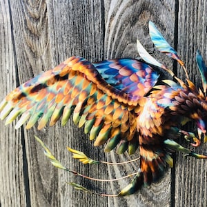 Fighting Phoenix Wall Art, Flame painted copper