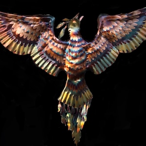 Battle Cry of the  Phoenix: Flame Painted Copper, original, handmade  wall art