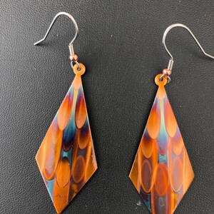 Flame Colored Kite Drop Earrings Autumn