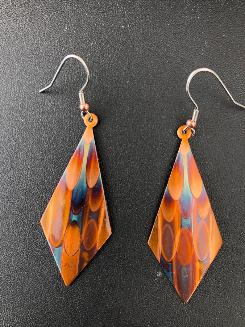 Flame Colored Kite Drop Earrings Autumn