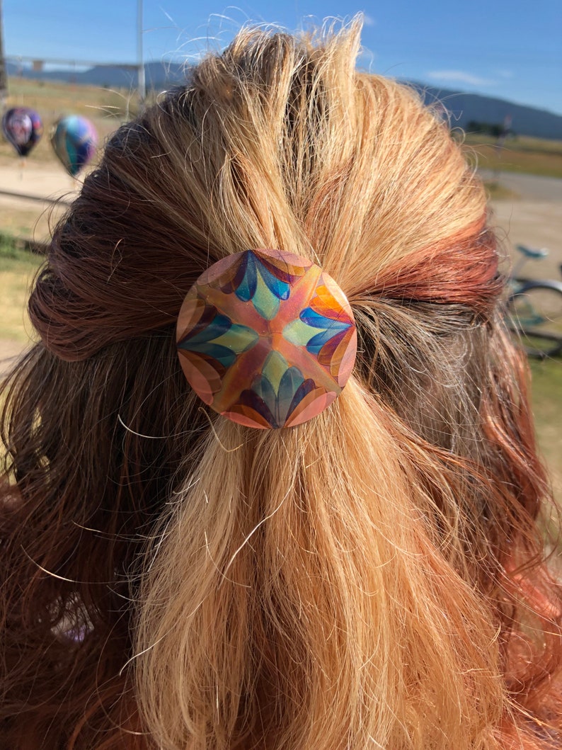 Flame painted copper ponytail holder image 3