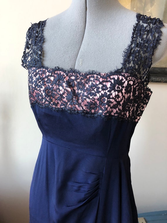 60’s Navy Blue Satin Dress