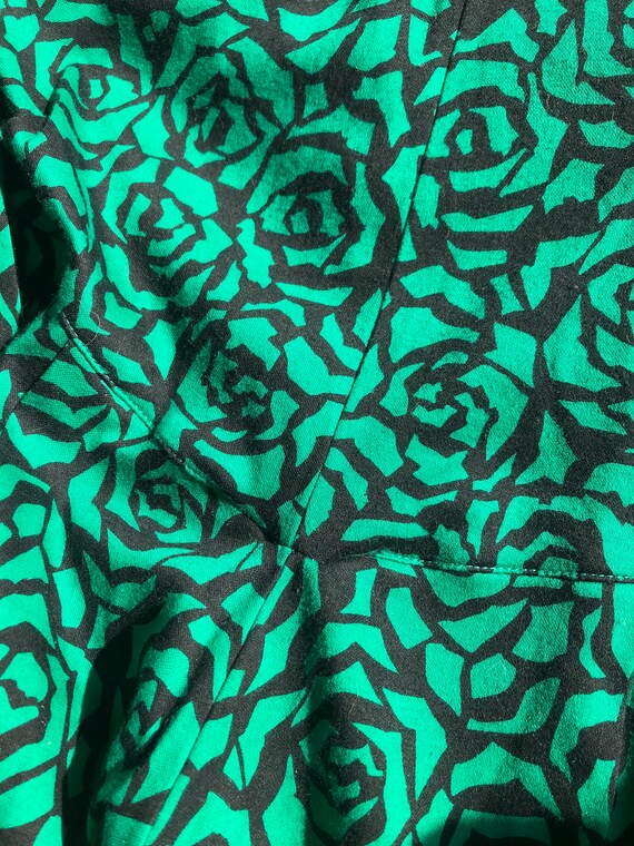 Greem Rose Print Vintage Green Rose Print Country Western Dress, Vinta… - Gem