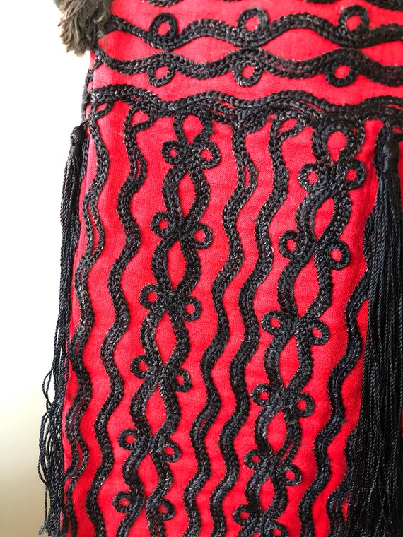 Vintage 1930s Handmade Silk Red and Black Opera S… - image 6