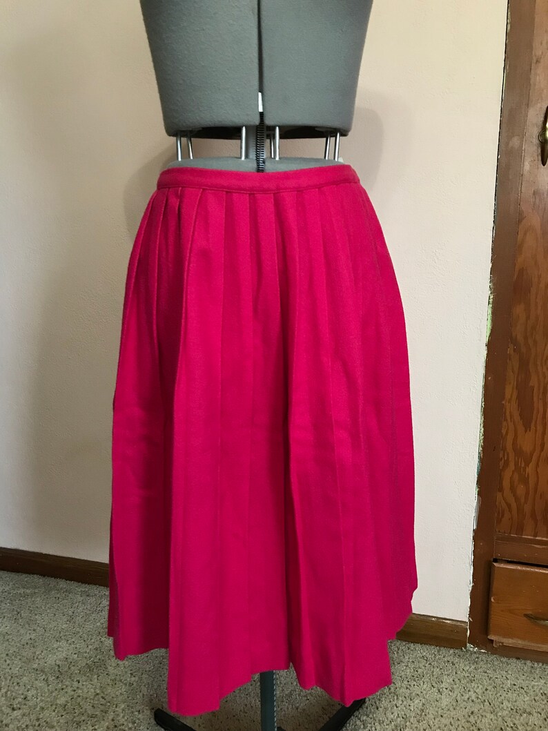 Vintage Hot Pink Wool Pleated Skirt, Vintage Heavy Wool Pleated Skirt ...