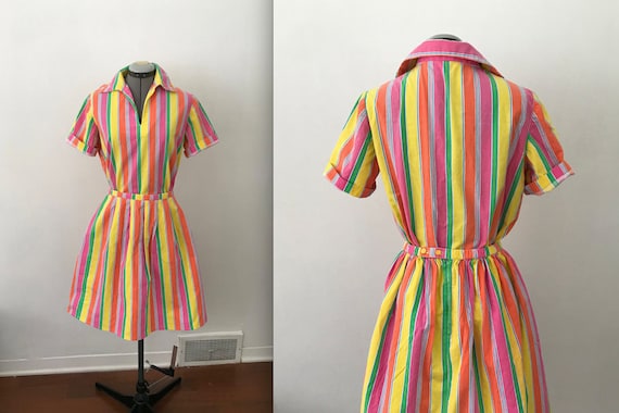Vintage Handmade Two Piece Rainbow Stripe Set