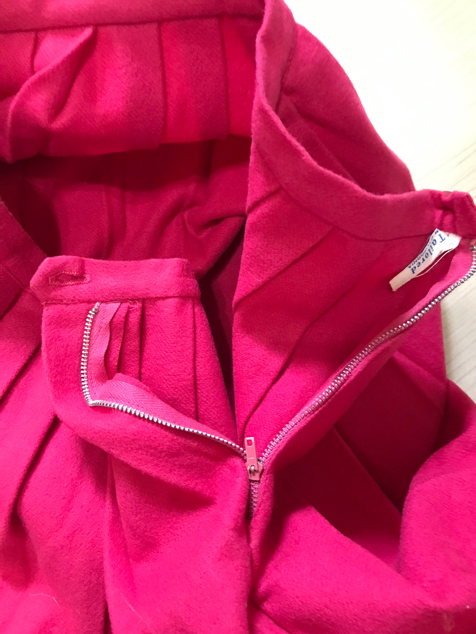 Vintage Hot Pink Wool Pleated Skirt, Vintage Heavy Wool Pleated Skirt ...