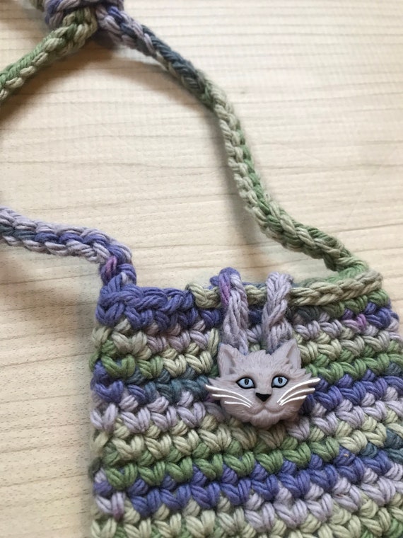 Tiny Crochet Cat Bag, Crochet Belt Bag with Cat B… - image 3