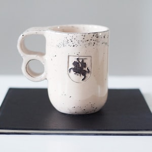 Coat of Arms of Lithuania, Vytis, original handmade ceramic mug, Lietuva symbol mug, Lithuania mug
