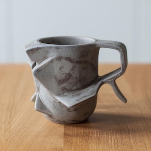 Handmade Sci-Fi style ceramic spaceship mug, cyberpunk mug, cool loft coffee / tea mug, architecture mug, geometrical mug