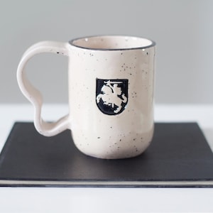 Coat of Arms of Lithuania, Vytis, original handmade ceramic mug, Lietuva symbol mug, Lithuania mug