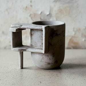Sci-Fi style handmade ceramic mug, cyberpunk mug, cool loft coffee / tea mug, architecture mug, geometrical shape mug
