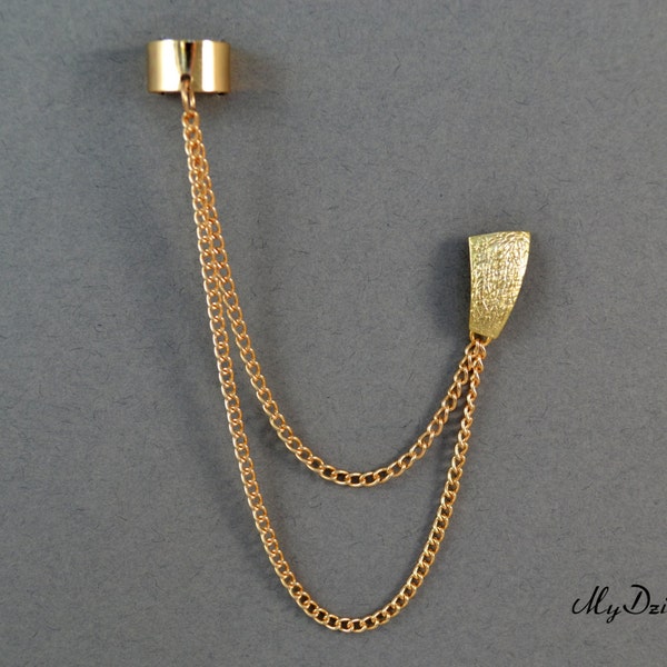Egyptian Ear Cuff Cartilage Ear Cuff Gold Chain Ear Cuff 925 Sterling Silver Stud Earring Post Egyptian Jewelry Holiday Gift Gold Jewelry