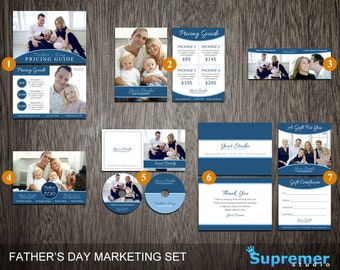 Father's Day Marketing Template Set - Photography Mini Sessions, Price List, dvd cd Templates & More - Photoshop PSD MST005