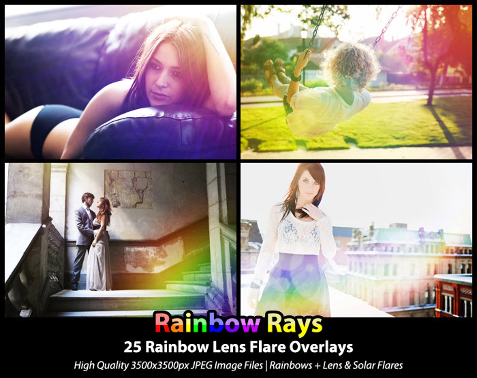 25 Actions Overlays Rainbow Lens Flare Solar Flare Etsy