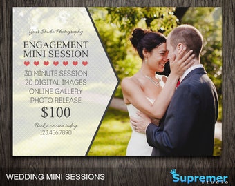 Wedding Mini Session - Enagement Photoshop Marketing Template - Photography Marketing PSD Template MT075