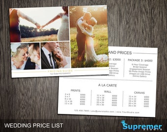 Wedding Price List Template - Wedding Photography Pricing Template Guide Photoshop - Wedding Marketing Templates - Flyer Postcard PL019