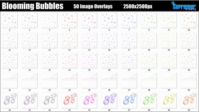 50 Bubble Photoshop Actions Overlays Scrapbooking Blooming Bubbles image 2