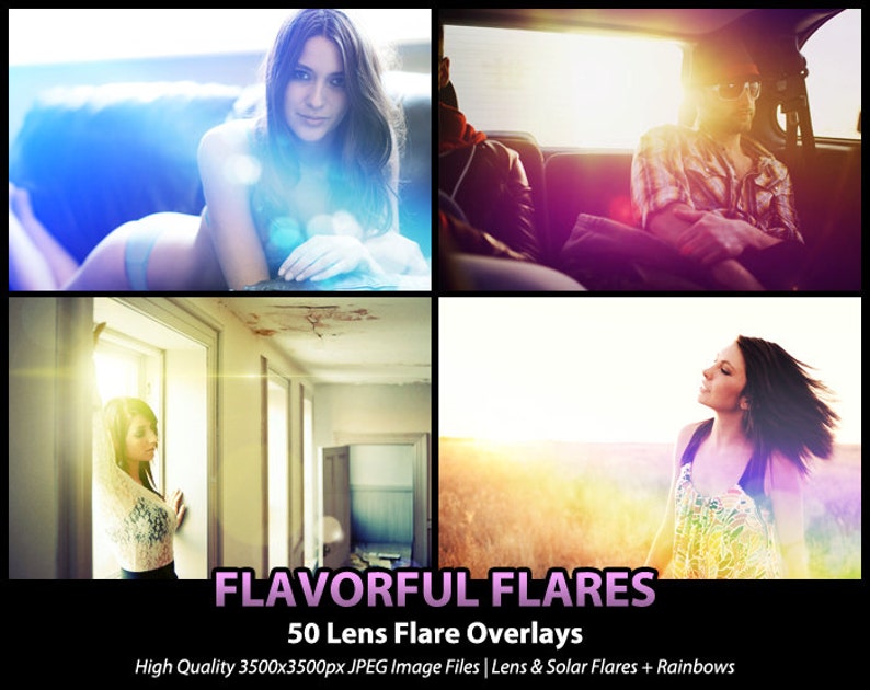 50 Photoshop Actions Overlays Flavorful Flares Lens Flare Solar Flare