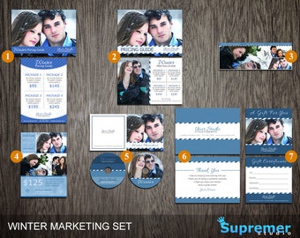 Winter Marketing Template Set - Photography Mini Sessions, Price List, dvd cd Templates & More - Photoshop PSD MST009