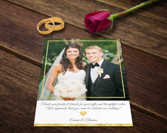 Printable Wedding Thank You Cards Template - Wedding Thank You Postcards Template - Wedding Photoshop Template - Photo Wedding Card PSD