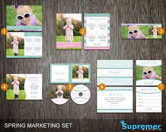 Spring Marketing Template Set - Photography Mini Sessions, Price List, dvd cd Templates & More - Photoshop PSD MST004