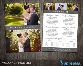 Wedding Price List Template - Wedding Photography Pricing Template Guide Photoshop - Wedding Marketing Templates - Flyer Postcard PL025