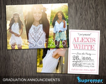 Graduation Announcements Templates - Graduation Card Templates - Senior Graduation Templates - Photography Photoshop Templates PSD GT001
