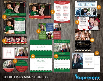 Christmas Template Set - Marketing Photography Mini Sessions, Price List, dvd cd Templates & More - Photoshop PSD MST010