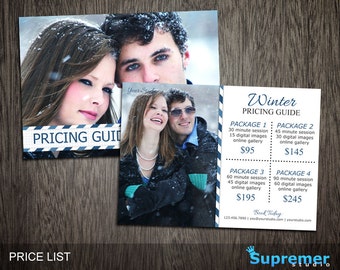 Winter Price List Template - Photography Pricing Template Guide Photoshop - Marketing Templates - Flyer Postcard PL039