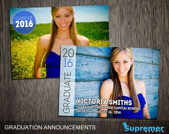 Graduation Announcements Templates - Graduation Card Templates - Senior Graduation Templates - Photography Photoshop Templates PSD GT005