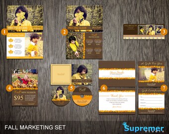 Fall Marketing Template Set - Photography Mini Sessions, Price List, dvd cd Templates & More - Photoshop PSD MST008