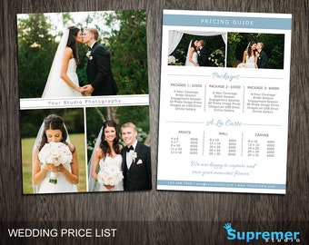 Wedding Price List Template - Wedding Photography Pricing Template Guide Photoshop - Wedding Marketing Templates - Flyer Postcard PL021
