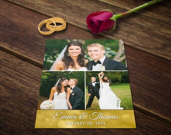 Wedding Thank You Cards - Wedding Thank You Card with Photo - Thank You Card Wedding Template Photoshop - Thank You Card Template Wedding