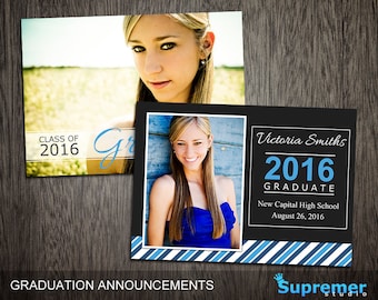 Graduation Announcements Templates - Graduation Card Templates - Senior Graduation Templates - Photography Photoshop Templates PSD GT008