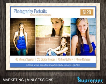 Photography Mini Sessions Templates PSD - Photoshop Marketing Templates - Photoshop CC Templates for Photographers - Marketing Card MTA001