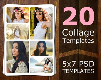 Photoshop Collage Templates - Photo Collage Templates - Storyboard Templates - PSD Templates - Photography Photo Templates Postcard CT001