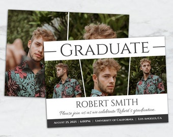 Graduation Photo Card Template - Photoshop PSD - College Invitation Announcement Printable GA902