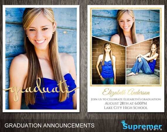 Glitter Graduation Card Template For Photoshop Senior Etsy