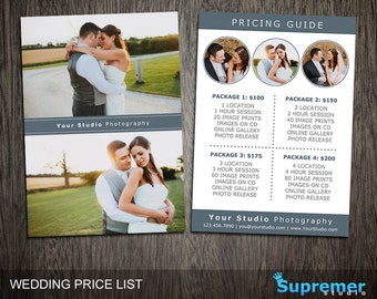 Wedding Price List Template - Wedding Photography Pricing Template Guide Photoshop - Wedding Marketing Templates - Flyer Postcard PL024
