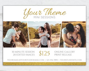 Mini Session Template - Gold Glitter Design - Photoshop Card Photography PSD - Marketing Board Printable MS903