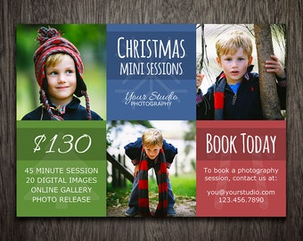 Christmas Mini Sessions Template - Christmas Photography Template - Marketing Photoshop PSD - Flyer Postcard Newsletter MT054