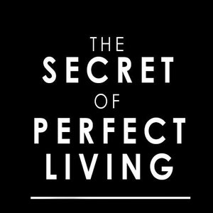 May include: Book cover with the title "The Secret of Perfect Living" by James T. Mangan. The title is in white text on a black background. The author's name is in orange text below the title.