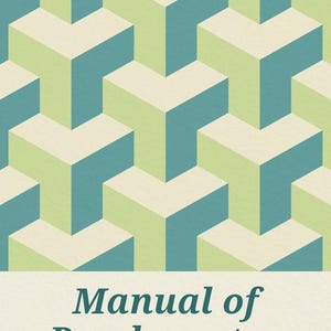 May include: Book cover with a geometric pattern in shades of green, blue, and cream. The title "Manual of Psychometry" is displayed in a serif font, with the subtitle "The Dawn of A New Civilization" below it. The author's name is also included.
