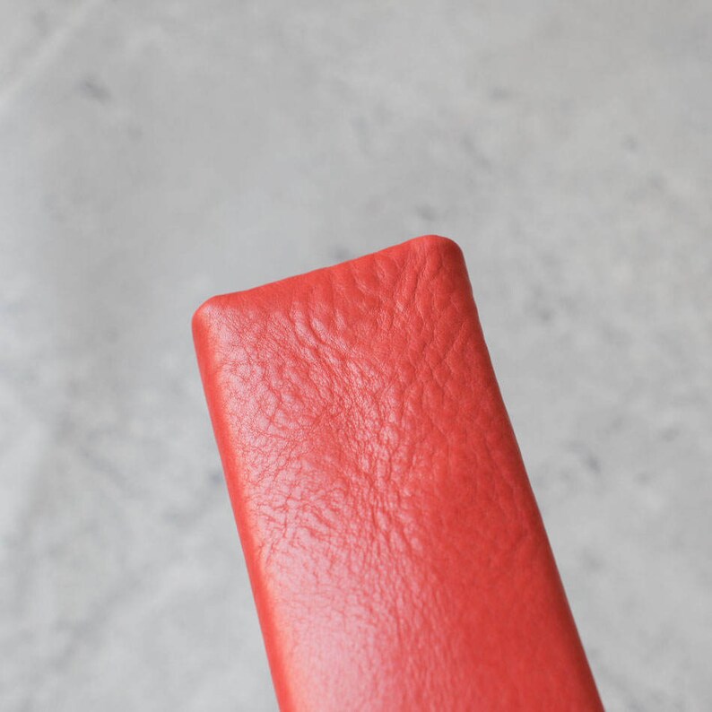 Coral pink classy minimal leather pencil case/zipper pen pouch image 4