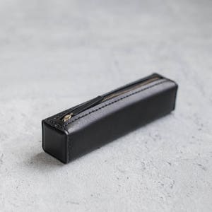 Custodia per matita/penna in pelle conciata in pelle veg conciata in pelle conciata quadrata di classe nera