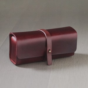 Cassa conciata in pelle in pelle ortule della Borgogna/pen Pouch/ occhiali da sole